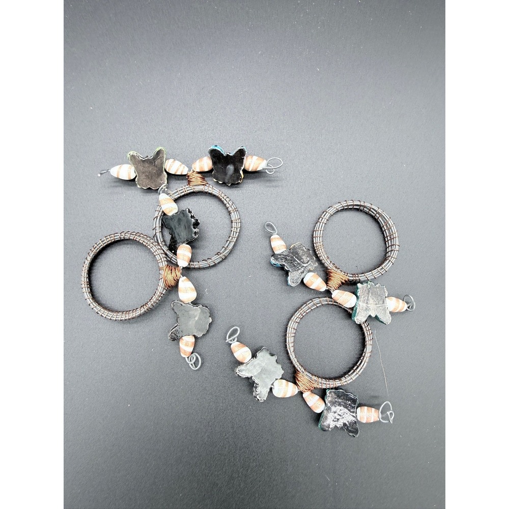 Set of 4 Handcrafted Butterfly Wire Wrapped Napkin Rings Garden Party‎ Decor
